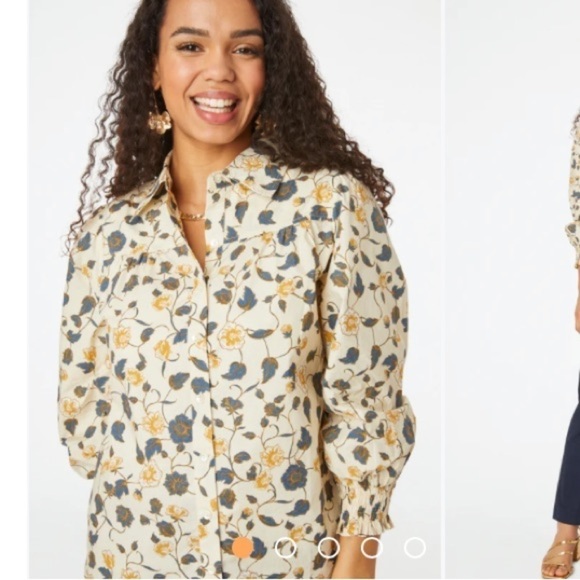 Roller Rabbit Evandra Floral Noemie Top Sz L Boho Feminine Romantic Official - Picture 1 of 16
